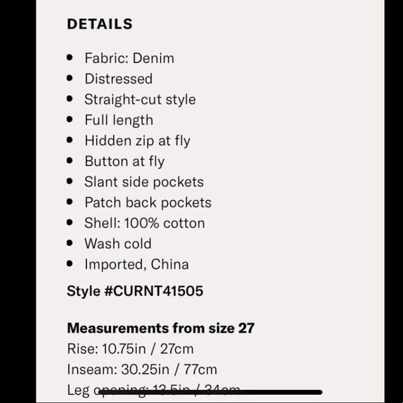 NWT Current/Elliott Stovepipe jeans. Size 26 - Picture 5 of 7